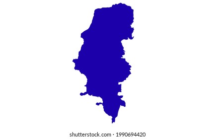 Blue silhouette map of the city of Porto Alegre in Brazil