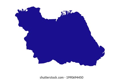 Blue silhouette map of the city of Surabaya in east java