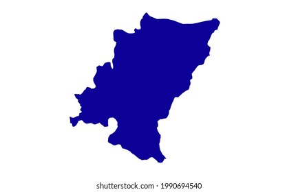 Blue silhouette map of the city of Tegal in central java