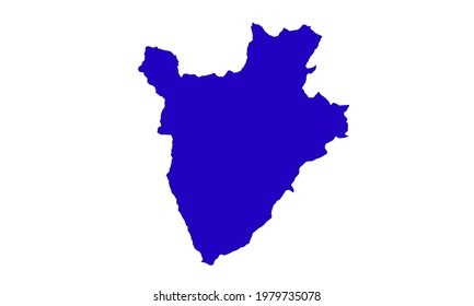 Blue silhouette map of the country of Burundi in eastern Africa