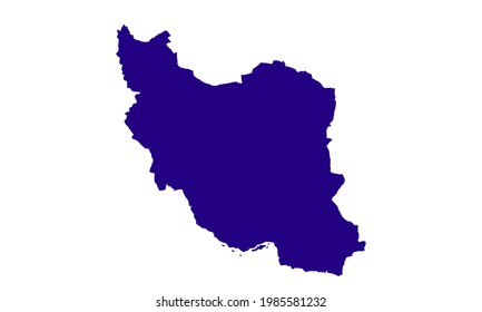 Blue silhouette map of the country of Iran in the middle east