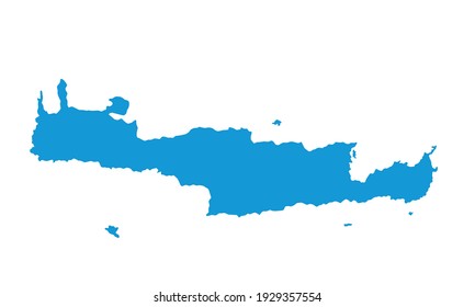 Blue silhouette of map of the island of Crete in greece on a white background svg