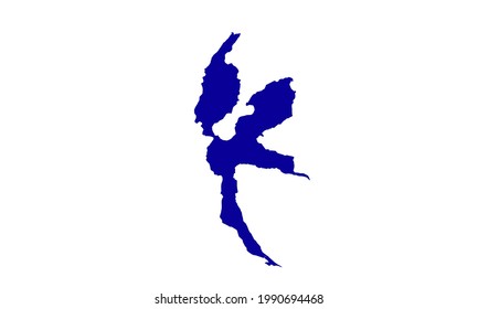 Carte de silhouette bleue de l'île de Halmahera dans le nord de Maluku