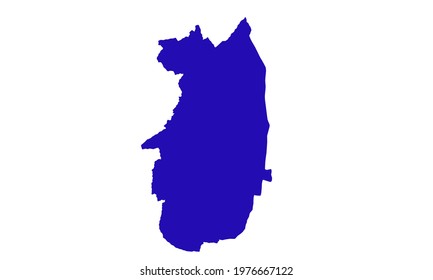 Blue silhouette of map of the island of Madeira in Portugal