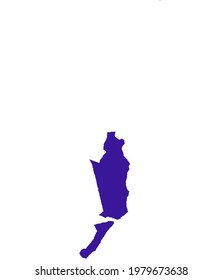 Blue silhouette of map of Jeffreys Bay in South Africa