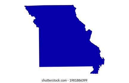 blue silhouette of map of Kansas state in USA