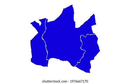 Blue silhouette of map of Kathmandu city in Nepal