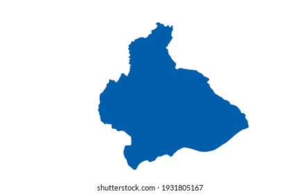 Blue silhouette of a map of the Manufahi district in timor leste on a white background