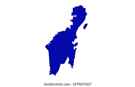 Blue silhouette of a map of Quintana Roo in Mexico
