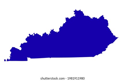 blue silhouette of map of the state of Kentucky in the United States of America