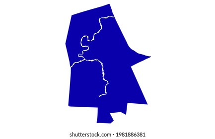 blue silhouette map of Tha Kham province in Thailand