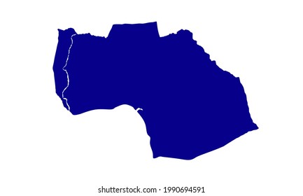 Blue silhouette map of Tongi city in Bangladesh