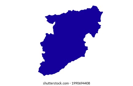 Blue silhouette map of Viseu city in Portugal