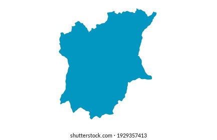 Blue silhouette of osun state map in Nigeria on white background