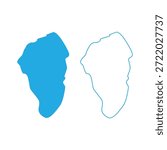 Blue silhouette and outline map vector of Sea of Galilee Lake Tiberias Kinneret Israel Syria