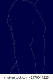 Blue silhouette of a person's upper body. The image is of a person's upper body, with the arms and torso visible. The image is in blue, and the person's arms are outlined in blue