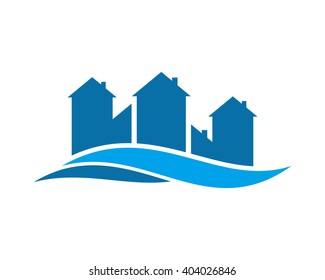 blue silhouette real estate residence residency residential home house housing property image icon