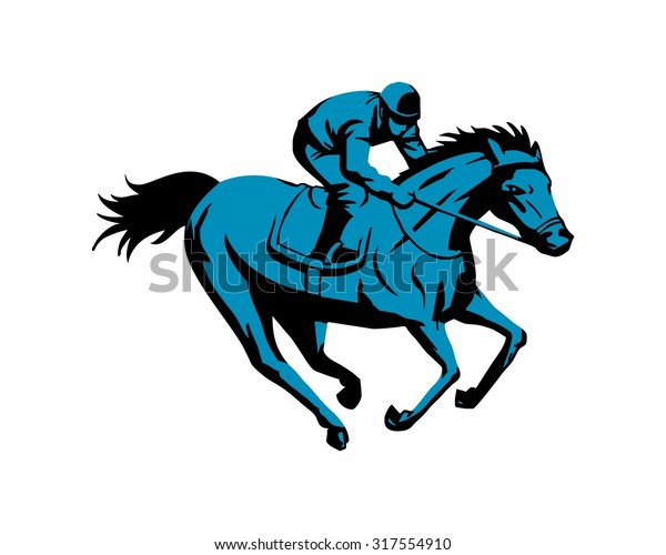 Blue Silhouette Riding Stallion Horse Races Stock Vector (Royalty Free ...