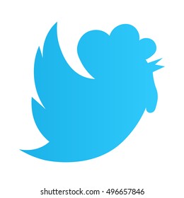 Blue silhouette of a rooster on white background, symbol of 2017,vector