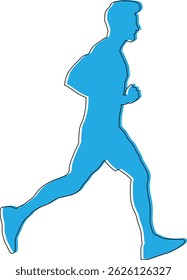 Blue Silhouette of Runner in Action