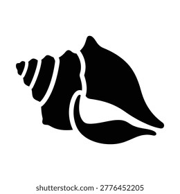Blue Silhouette of a Seashell conch shell marine life
