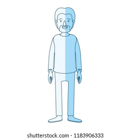 blue silhouette shading cartoon full body male person with beard and moustache with clothing