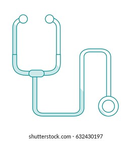 blue silhouette shading cartoon of a stethoscope medical with auriculars