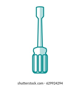 blue silhouette shading of screwdriver spade tip icon