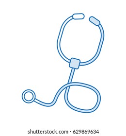 blue silhouette shading stethoscope medical with auriculars