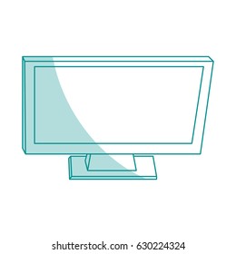 blue silhouette shading top view desk computer display tech device