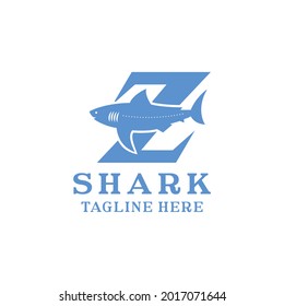 blue silhouette shark vector logo design modern style for animal symbol graphic