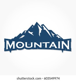 blue silhouette of a simple mountain logo vector