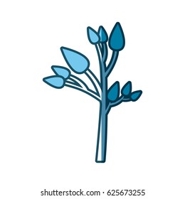 blue silhouette of small tree with leafs vector illustration