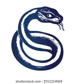 Blue silhouette snake. Isolated symbol. Vector illustration