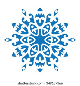 Blue silhouette of snowflake on white background Vector illustration