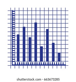 blue silhouette of statistic graphic bars vector illustration