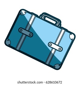 blue silhouette with suitcase in diagonal position vector illustration