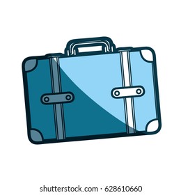 blue silhouette of suitcase with handle vector illustration