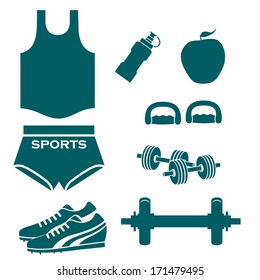 a lot of blue silhouettes related to fitness