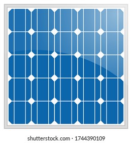 Blue silicon photovoltaic electric solar panel texture Detailed vector illustration