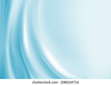 Blue silk background. Texture of crumpled cloth. Vector fabric template.