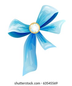 blue silk bow with diamond
