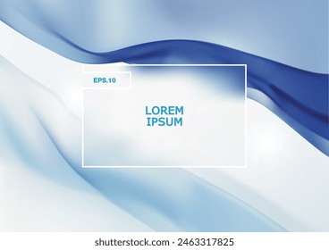 Blue silk draped fabric background . abstract background.