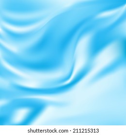 Blue Silk Fabric for Drapery Abstract Background, Vector Illustration