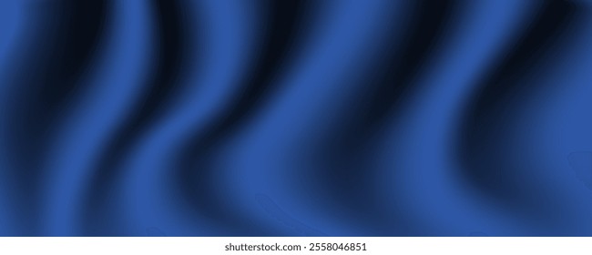 blue silk fabric luxury background. Wavy abstract satin cloth vector texture background.