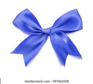  Blue silk glossy ribbon vector illustration on transparent background.