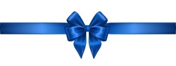 Blue Silk Realistic Bow With Ribbon On White