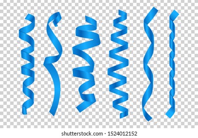 Blue silk ribbons. Satin ribbons vector collection