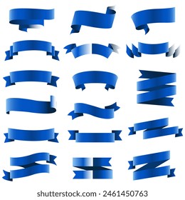 Blue Silk Ribbons White Background , Vector Illustration
