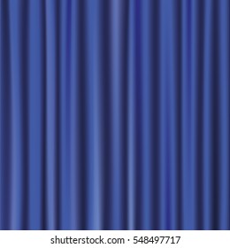 Blue silky curtain texture background. Vector Illustration